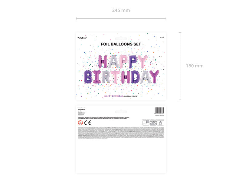 Buchstaben Ballon Set Happy Birthday Lila Mix Leer 3.4m