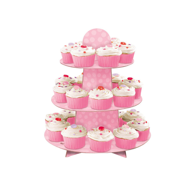 Cupcake Etagere Dots Rosa 34cm