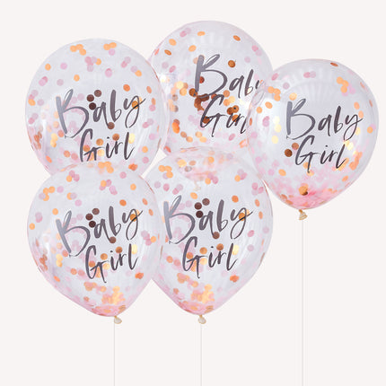 Rosa Konfetti Ballons Baby Girl 30cm 5Stk