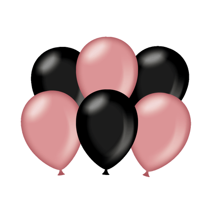 Ballons Schwarz/Rosa Metallic 30cm 6Stk