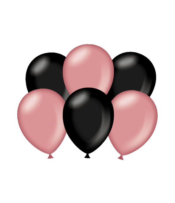 Ballons Schwarz/Pink Metallic 30cm 6Stk