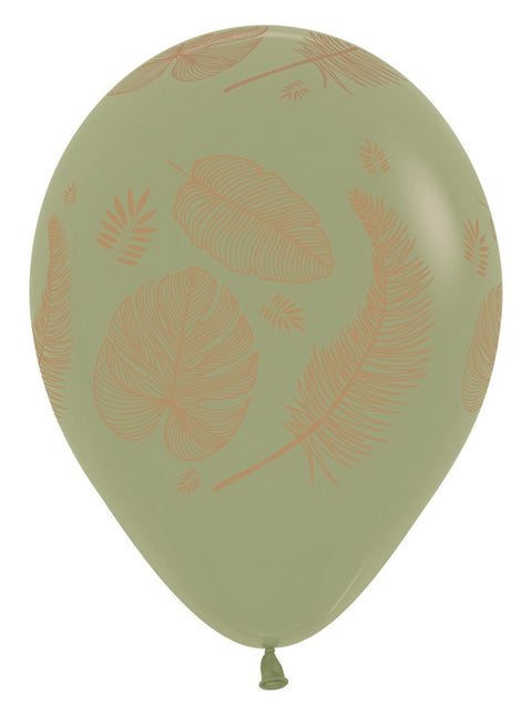 Ballons Tropical Leaves Mix Gold Print 30cm 25pcs