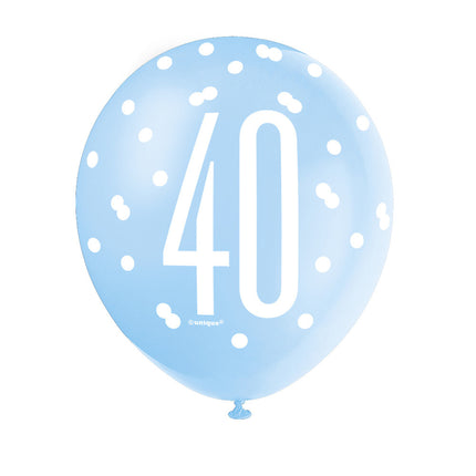 Ballons 40 Jahre Dots Blau 30cm 6Stk