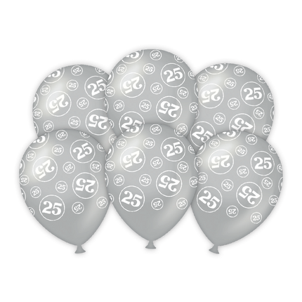 Ballons 25 Jahre Silber 30cm 6Stk