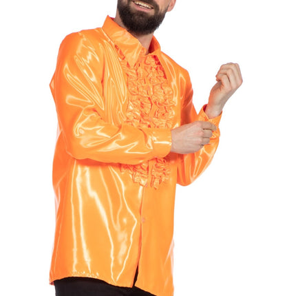 Disco Bluse Rüschen Orange