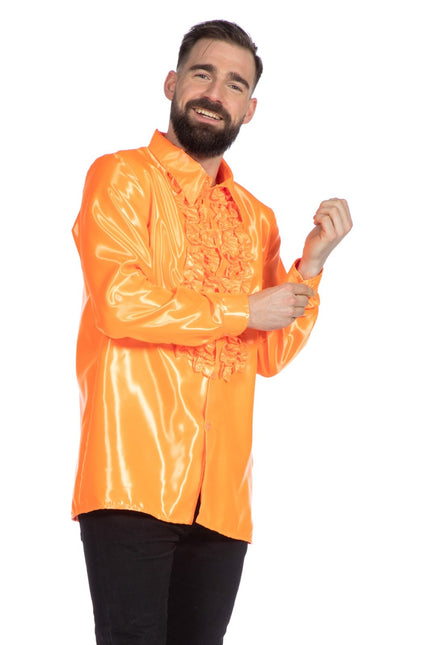 Disco Bluse Rüschen Orange