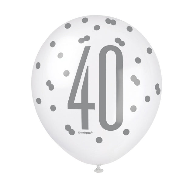 Ballons 40 Jahre Dots Blau 30cm 6Stk