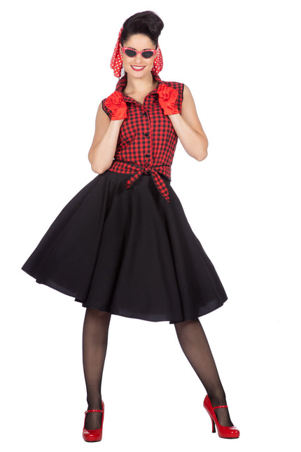 Rock N Roll 50S Kleid Schwarz Rot Damen