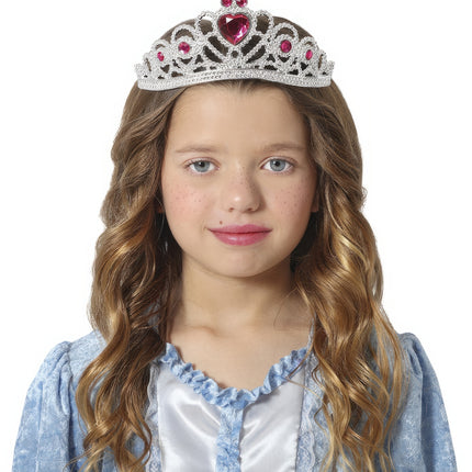 Tiara Silber Mädchen mit blauen Diamanten Kind