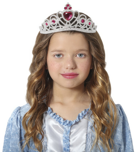 Tiara Silber Mädchen mit blauen Diamanten Kind