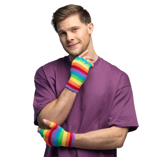 Regenbogen Handschuhe Fingerlos