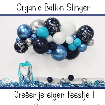 Ballons DIY Ballon Kit Organic Happy Birthday Navy