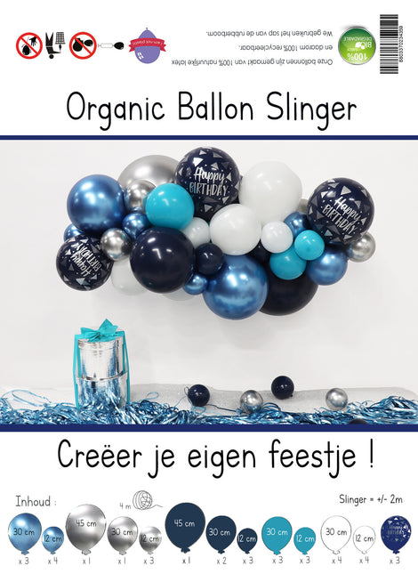 Ballons DIY Ballon Kit Organic Happy Birthday Navy