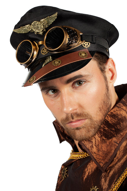 Mütze Steampunk mit Schutzbrille