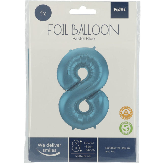 Folienballon Figur 8 Pastellblau XL 86cm leer