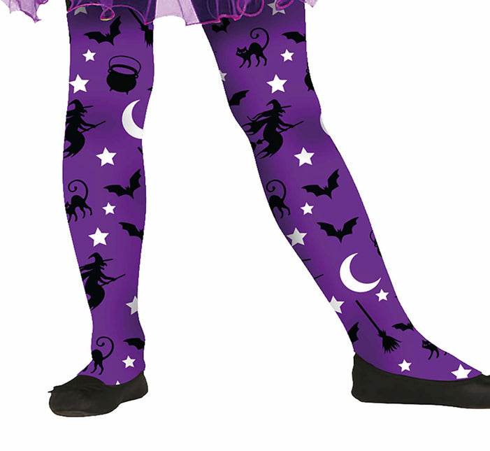 Lila Halloween Legging Hexe Kind