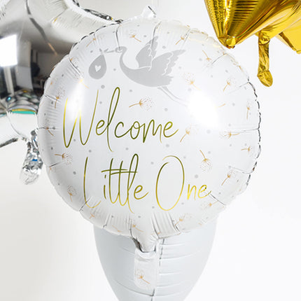 Heliumballon Welcome Little One Storch Leer 45cm