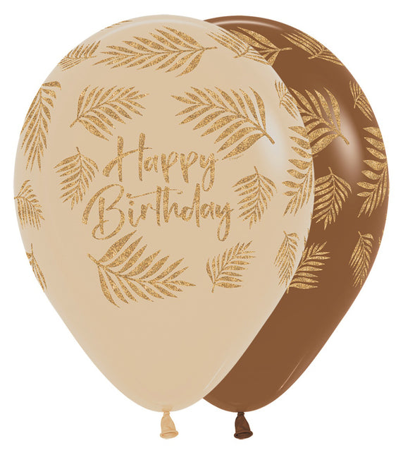 Ballons Happy Birthday Palmen Glitzer Tinte 30cm 25Stk