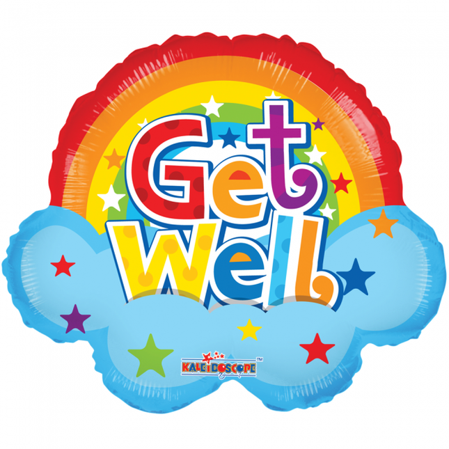 Helium Ballon Regenbogen Get Well 45cm leer