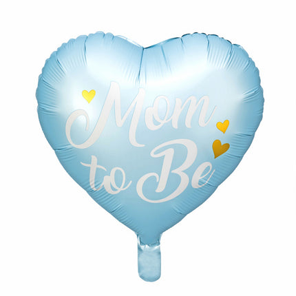 Helium Ballon Herz Mom To Be Blau Leer 35cm