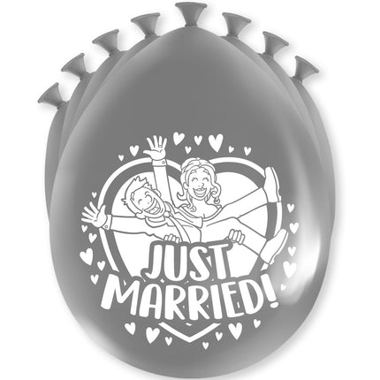 Just Married Ballons Silber 30cm 8Stück