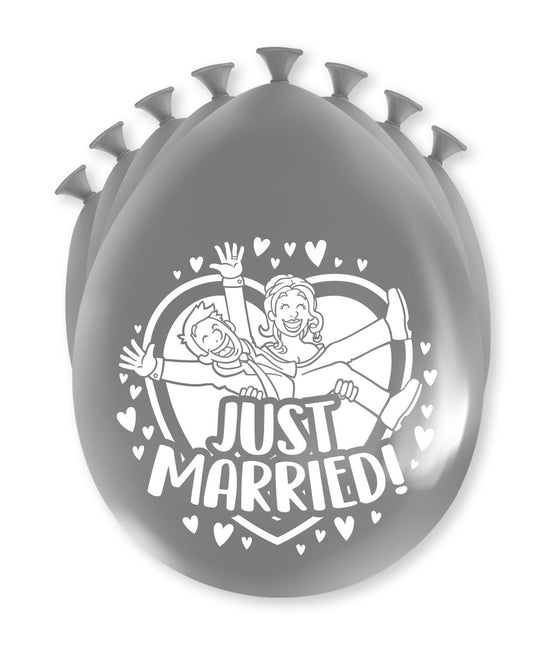 Just Married Ballons Silber 30cm 8Stück