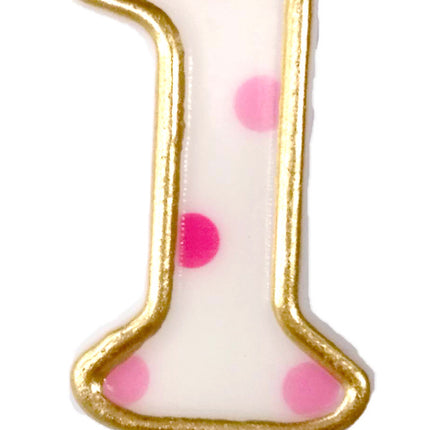 Kerze 1 Jahr Pink Dots 8,5cm