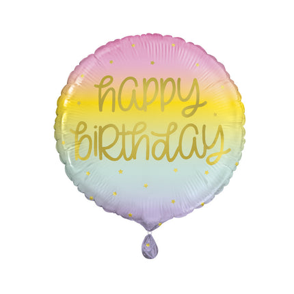 Heliumballon Happy Birthday Pastell 45cm leer