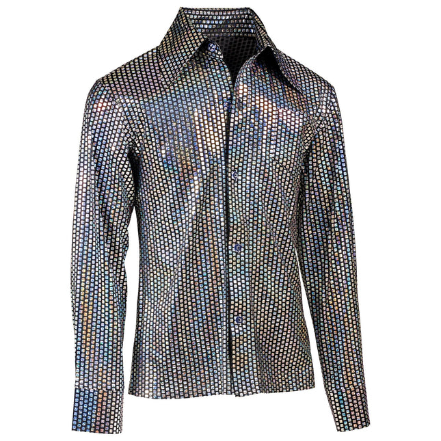 Disco 70S Bluse Silber Männer