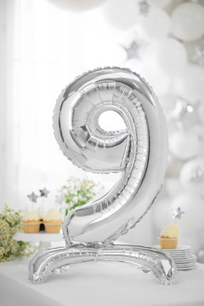 Folienballon Figur 9 Silber Standard Leer 70cm