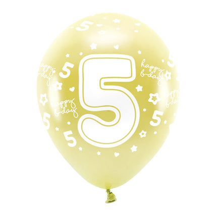 Luftballons 5 Jahre Gold 33cm 6 Stk.