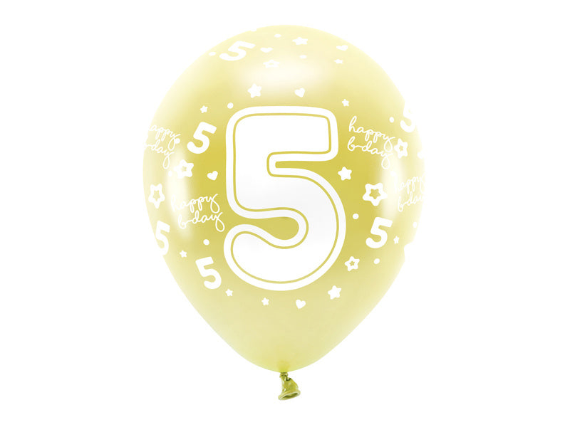 Luftballons 5 Jahre Gold 33cm 6 Stk.