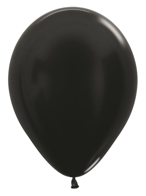 Ballons Metallic Schwarz 30cm 12 Stk.