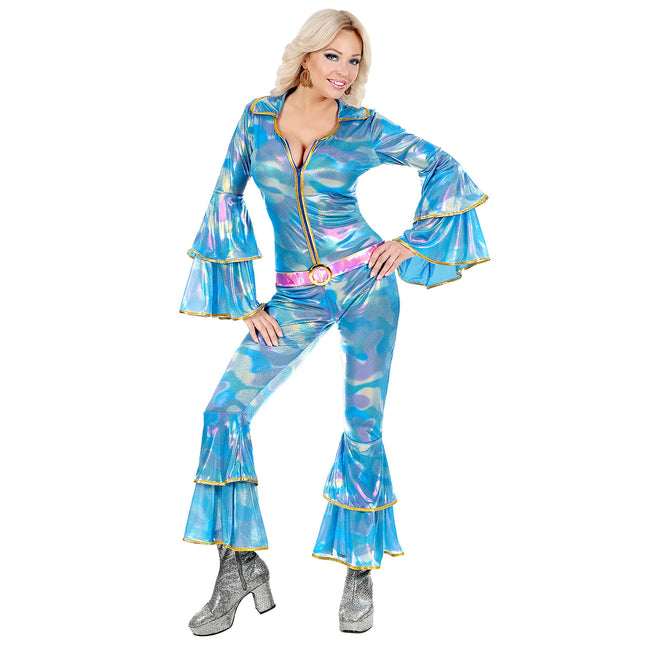 Disco 70S Jumpsuit Blau Damen