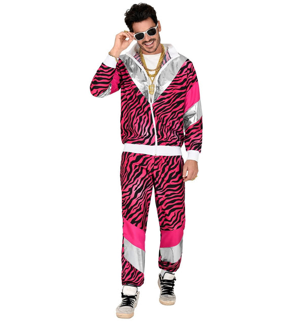 Neon 80S Trainingsanzug Fault Pink Tiger Print