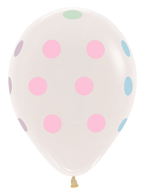 Ballons Pastell Polka Dots Klar 30cm 25Stk