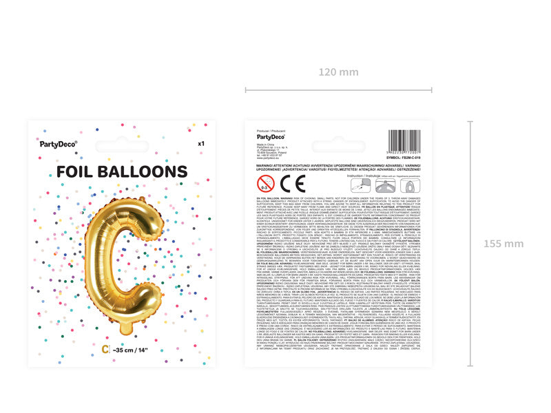Folienballon Buchstabe C Gold Leer 35cm