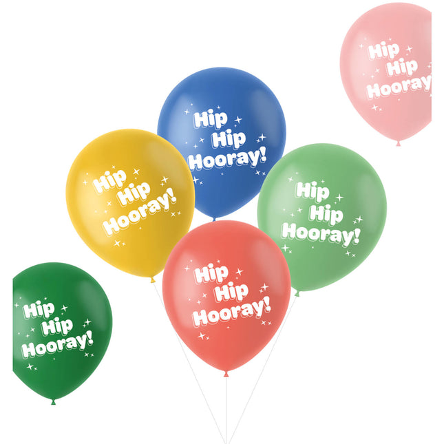 Ballons Hip Hip Hooray Bunt 33cm 6 Stk.