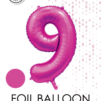 Fuchsia Nummer Ballon 9 Jahre Glanz 86cm