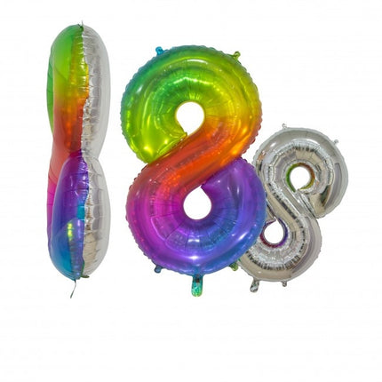 Folienballon Figur 8 Regenbogen Transparent 66cm