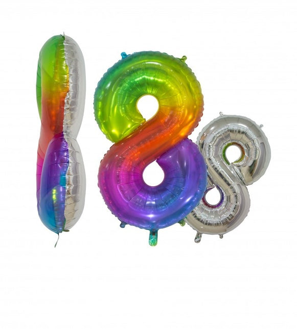 Folienballon Figur 8 Regenbogen Transparent 66cm