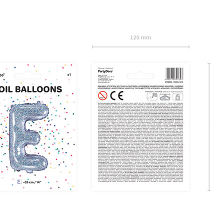 Folienballon Buchstabe E Holographisch Leer 35cm