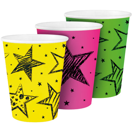 Bunte Neon Becher 250ml 6 Stück