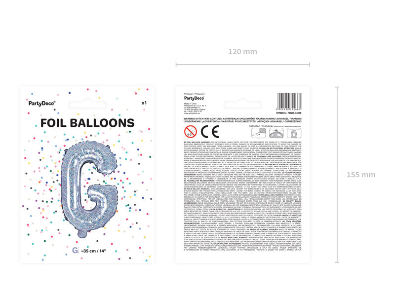 Folienballon Buchstabe G Holographisch Leer 35cm