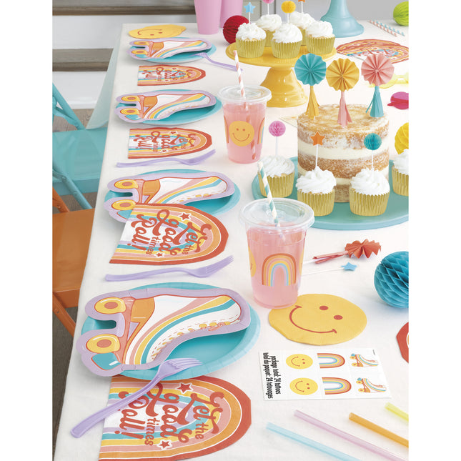 Bunte Cupcake Topper Mini Fächer mit Quasten 8 Stk.