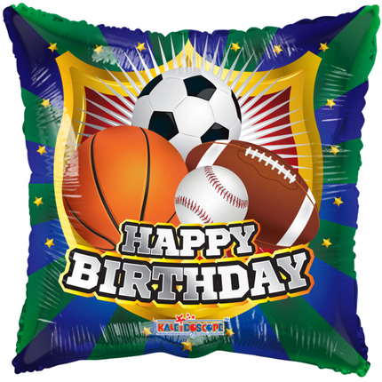 Heliumballon Square Happy Birthday Sport 45cm leer