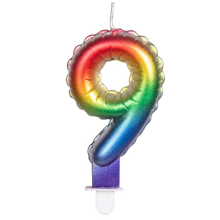 Regenbogen-Kerze 9 Jahre 8cm