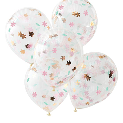 Konfetti Ballons Blumen 30cm 5Stück