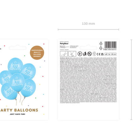 Hellblaue Ballons Happy Birthday 30cm 6Stk