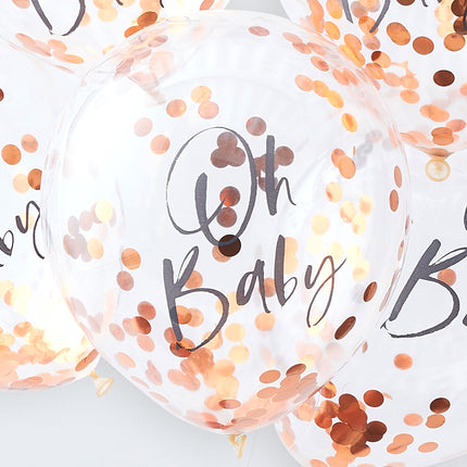 Rose Gold Konfetti Ballons Oh Baby 30cm 5Stk.